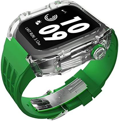 מקרה שעון שקוף של Dyizu+להקה ， עבור Apple Watch 8 7 ערכת שינוי גומי 45 ממ עבור IWatch Series 6 SE 5 4 צמיד ספורט 44 ממ