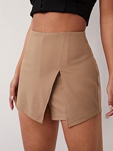פליירן המותניים המוצקים של הנשים Skort Skort חצאית קצרה מפוצלת א -סימטרית