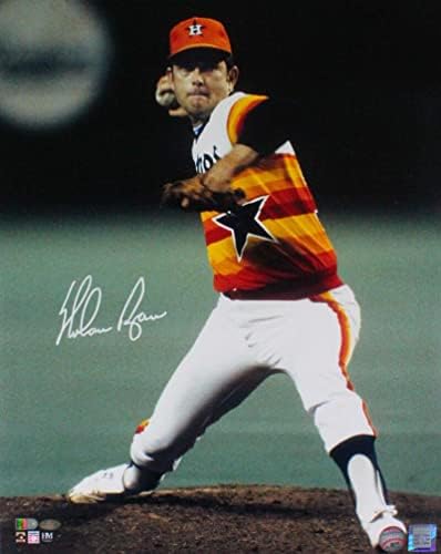נולן ראיין חתימה אסטרוס 16x20 HM המגרש אנכית ג'רזי קשת -אייב הולו - תמונות MLB עם חתימה