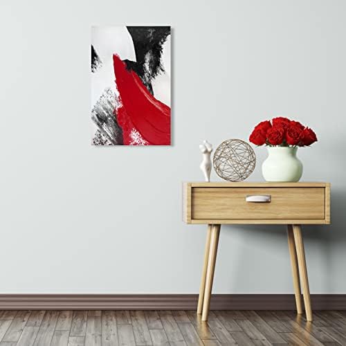 Ypy אדום אדום מופשט קיר קיר קיר: מינימליסטי מודרני -שחור -לבן ציור ציור הדפס פוסטר לסלון חדר שינה חדר אמבטיה משרד בית קיר עיצוב 10x15