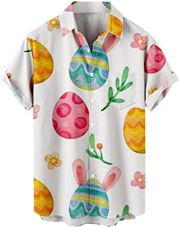 יום הפסחא יום הפסחא חולצת הוואי כותנה כותנה שרוול קצר כפתור בחופשת הקיץ חולצות חוף טרופי קל משקל