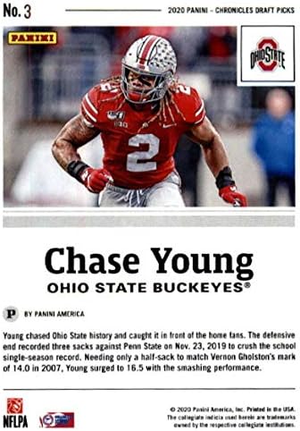 2020 Panini Chronicles Draft בוחרים בחירות דראפט 3 Chase Young Young RC טירון אוהיו State Buckeyes כרטיס מסחר בכדורגל