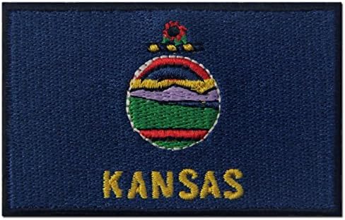 דגל מדינת קנזס סמל סמל רקום ברזל על תפירה על טלאי KS