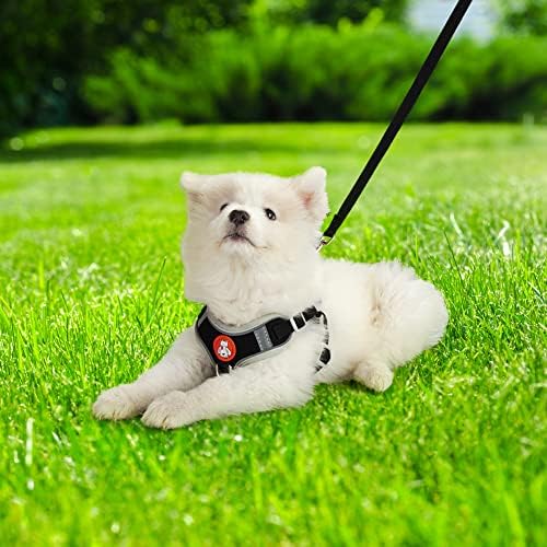 רתמת כלבים רפלקטיבית של Eastvita עם טבעת D רצועת חזה נוחה לנשימה עם אבזם שחרור מהיר לרתמת אפוד כלבים חיצוניים לרתום לכלב בינוני קטן שחור שחור XS