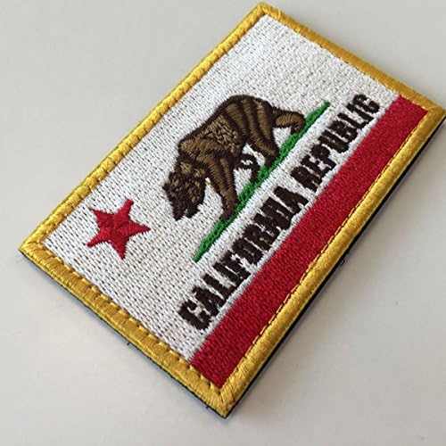Spaceauto קליפורניה דגל מדינת מדינת טקטי טקטי טלאי טלאי אדום ולבן גבול זהוב