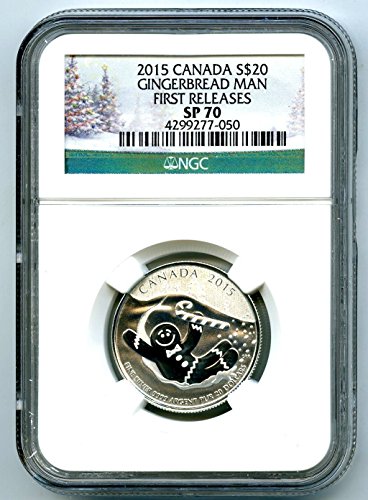 2015 קנדה משחררת לראשונה איש זנגוויל איש חג המולד .9999 מטבע כסף 20 $ SP70 NGC