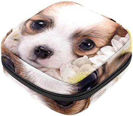 תיק תקופת, שקית אחסון מפיות סניטרית, מחזיק כרית לתקופה, כיס איפור, דפוס פרחי כלב של בעלי חיים
