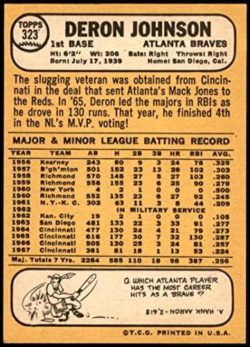 1968 Topps 323 Deron Johnson Atlanta Braves NM+ Braves