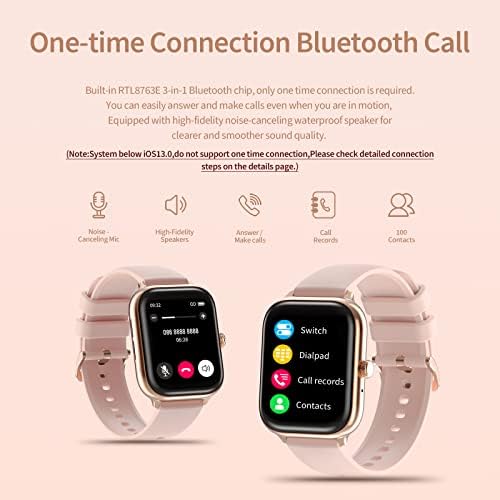 שעון חכם של Oufuni, 1.75 מסך HD מלא שעון חכם לטלפונים של אנדרואיד iOS, גשש כושר עם שיחה/טקסט/דופק/צג שינה, שעונים חכמים אטומים למים עבור נשים נשים