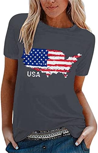 חולצות שרוול קצרות של ווקאצ'י לנשים 2023 קיץ 4 ביולי יום העצמאות צמרות חולצות פס של כוכבי דגל אמריקאים