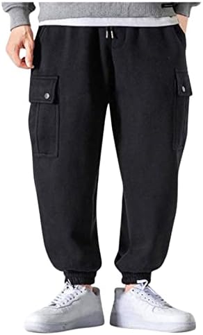 מכנסי טרנינג במשקל כבד של Beuu לגברים, מכנסי מכנסי מטען חמים ואביב רחוב מכנסי רץ מזדמנים מסוגננים ספורט