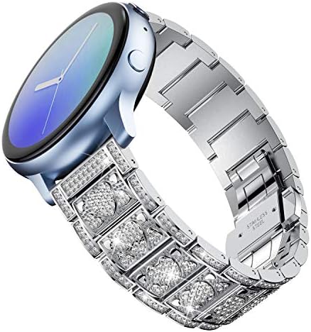 Gelishi 20 ממ אל חלד מתכת תואם עם Galaxy Watch 4 להקה 40 ממ 44 ממ, Bling Galaxy Watch Active 2 להקות נשים להחלפה לנשים עבור Galaxy Watch 4 קלאסי 42 ממ 46 ממ/שעון 3 41 ממ, כסף