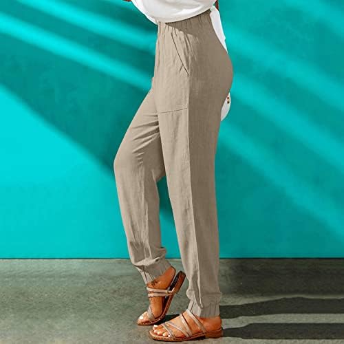 Narhbrg 2023 מכנסי נשים אופנה צבע אחיד מכנסי מותניים אלסטיים מכנסיים מזדמנים מכנסי טרנינג קומפיים מכנסי יוגה ג'וג'ר מכנסיים