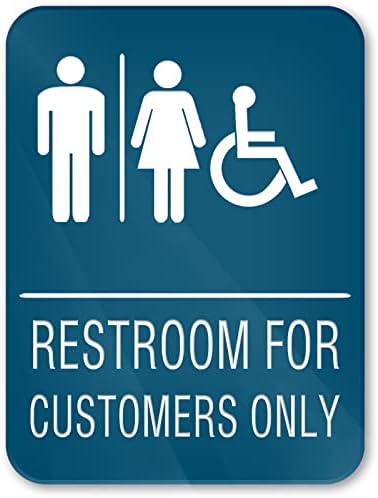 שירותים ללקוח חותמים רק כחולים 6 x8? תוויות קיר דלת עצמית שלט לעסקים משרדים ביתיים