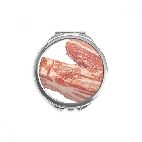 שומן חזיר גלם בשר מזון מרקם יד קומפקטי מראה עגול נייד כיס זכוכית