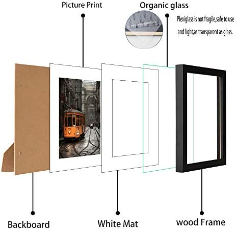 OKYAIOS 18X24 מסגרת תמונה בשחור - מסגרות תמונה מעץ מלא עם פרספקס ברורה ל 16x20 עם מחצלת או 18x24 ללא מחצלת, פורמטים אופקיים ואנכיים רכובים קיר
