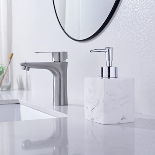 מתקן סבון יד לבן של Bzoosiu לבן, 13.5 גרם בקבוק מתקן סבון שיש עם משאבת פלסטיק, מתקן קרם שרף לחדר אמבטיה, מטבח