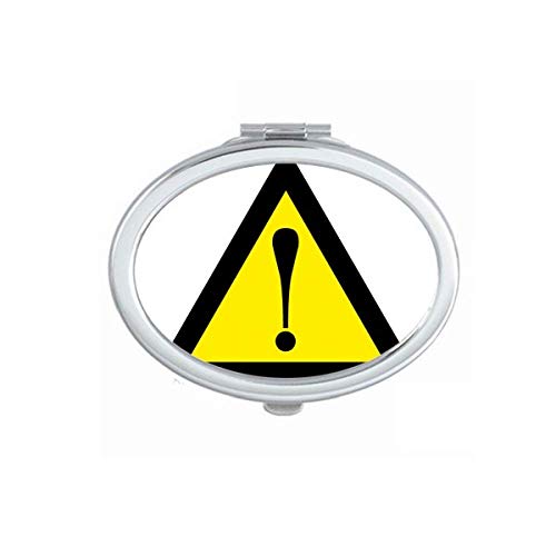 אזהרת סמל צהוב שחור בטוח משולש מראה נייד לקפל יד איפור כפול צד משקפיים