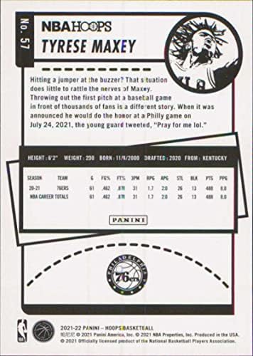 2021-22 Panini NBA Hoops 57 TYRESE MAXEY PHILADELPHIA 76ERS כרטיס כדורסל רשמי NBA במצב גולמי