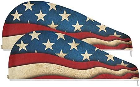 אמריקה ארהב דגל מיקרופייבר מגבת שיער לנשים אנטי פריז סופג