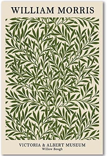 ויליאם מוריס בד הדפסת קיר אמנות סט פרח דפוס שטיחי טבע פרחוני איורים דקורטיבי בוטני כפרי לסלון חדר שינה משרד