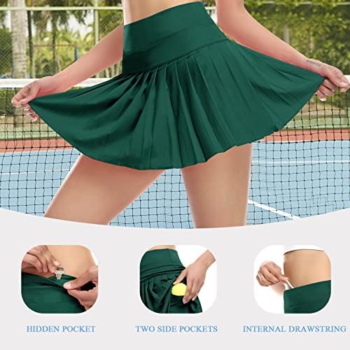 חצאית טניס קפלים לנשים עם מכנסי כיסים קצרים אתלט גולף סקורטס אימון מפעיל חצאיות ספורט
