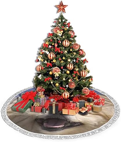 חצאית עץ חג המולד פומרניאן חמוד, מחצלת חצאית עץ חג המולד עם ציצית לעיצוב מסיבות חתונה לחג 48