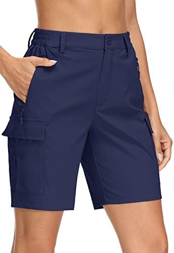 מכנסי טיול לנשים מג'קומסן מכנסיים קצרים קלים משקל קל של מכנסי גולף יבש מהיר 5 כיסים חיצוניים מכנסי נסיעות מזדמנים חיצוניים