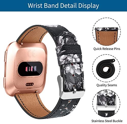 להקת עור עבור Fitbit Versa 2 להקות/Fitbit versa Band/Fitbit Versa SE/Versa Lite Watch Smart Watchs for Women Mems, רצועת החלפת עור רכה מתכווננת