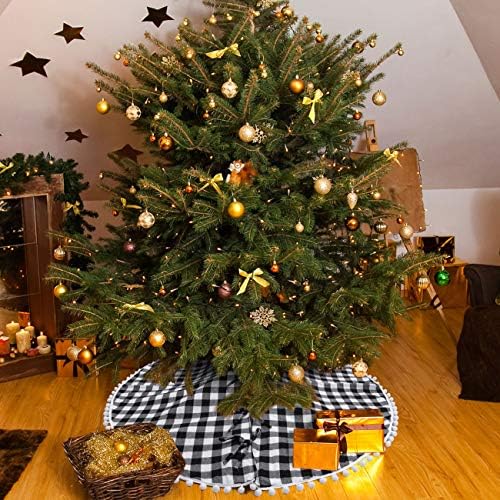 חצאית עץ חג המולד של Hialtoday שטיח מחצלת עץ משובץ באפלו 48 אינץ