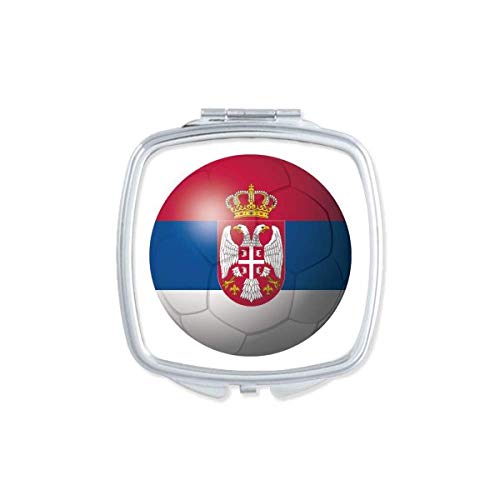 סרביה לאומי דגל כדורגל כדורגל מראה נייד קומפקטי כיס איפור כפול צדדי זכוכית