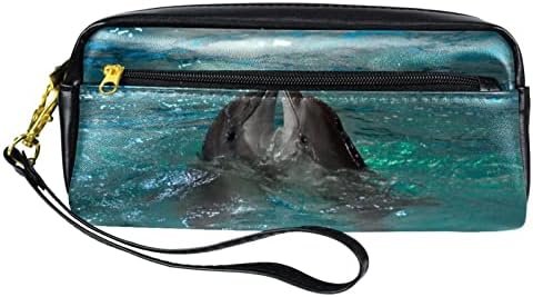 תיקי קוסמטיקה של Tbouobt תיקי איפור לנשים, שקיות טיול איפור קטנות, זוג דולפין של בעלי חיים ימיים