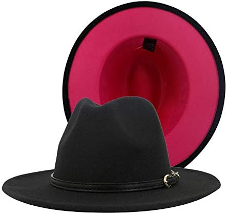 כובעים וכובעים מזדמנים, ג'אז רחב כובע שמש חיצוני כובע פנמה שוליים צמר אדום צמר אדום מרגישים כובעי פדורה לגברים נשים שני טון