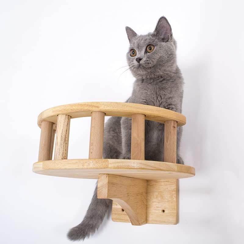 חיות מחמד ריהוט עץ טיפוס מסגרת חתול קיר צעדים חתול עץ מגדל קיר תליית חתלתול צעצוע בית סטרץ הודעה עם מעקה בטיחות