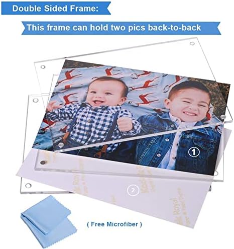 5 חבילות מסגרת תמונה אקרילית 5x7 צלול כפול דו צדדי תמונה מגנטית תצוגה שולחן עבודה ללא מסגרת עם תמיכה מסגרת תמונה עמדת מתנה הטובה ביותר למשפחה, תינוק, מסגרות מסגרות- מסגרות- מיקרופייבר רך בחינם