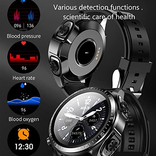שעון חכם עם TWS אוזניות אוזניים לאוזן עבור iOS & Android, 2 בשעון כושר עגול 1, שעון Bluetooth בגודל 1.28 אינץ 'עם שלב, קלוריות, מוניטור שינה, צג לחץ דם דופק