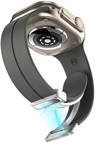 Meyzeli תואם ל- Apple Watch Ultra Band 49 ממ 45 ממ 44 ממ 42 ממ 41 ממ 40 ממ 38 ממ לגברים נשים, רצועת שעון סיליקון מגנטית רכה עבור Apple Watch Se Ultra Iwatch Series 8 7 6 5 4 3 2 1