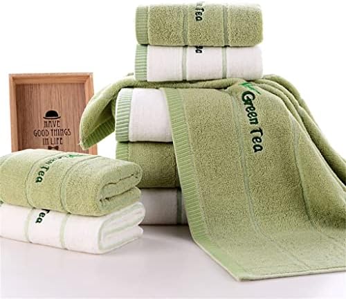 Wpyyi 3 חתיכות סט מגבות צבעים ירוקים לבנים מגבות אמבטיה מכותנה אביזרי אמבטיה רקומים (צבע: אפור, גודל