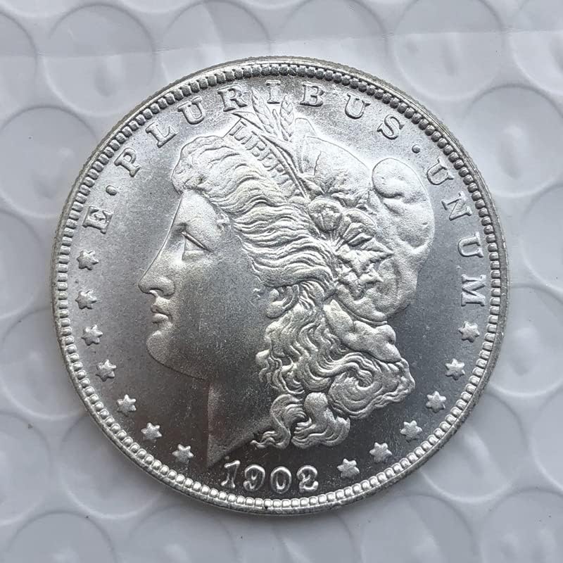 גרסת 1902 של מטבע המורגן האמריקני סילבר דולר פליז פליז מכסף מלא יד עתיק מכסף מטבעות זיכרון זרות