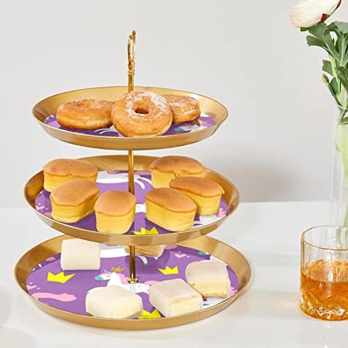 LYETNY 3 קינוח קינוח עוגת עוגת קאפקוויקס זהב דוכן למסיבת תה, חתונה ויום הולדת, חד קרן כתר חמוד