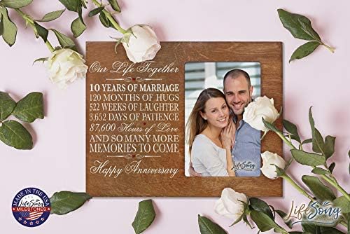אבני דרך של LifeSong חתונה בשנה העשירית לזוג מסגרת עשירית מחזיקה 1 4x6 תמונה 8 H x 10 w