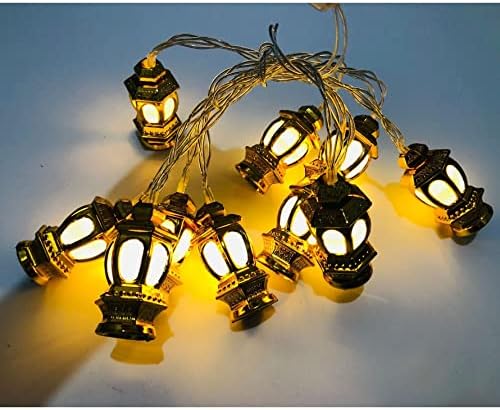 Surakey Eid Ramadan אורות מיתר LED סוללה מופעלת מיני פנסים אורות רטרו ארמון הזהב אורות דקורטיביים 3M 20- Flights למסיבת חתונה לגן חיצוני מקורה, סוג 4
