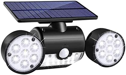 קיר סולארי קיר אור אור, 30 נוריות LED גוף אנושי מנורה מנורת רחוב מנורת ראש כפול תאורה סיבובית, IP65 אטום למים, אור שיטפון LED אבטחה