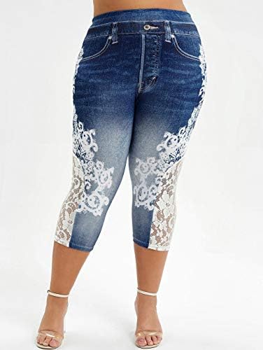 מכנסי יוגה מפורסמים של TIK_TOK, בתוספת חותלות קפרי בגודל לנשים לחדר כושר קצוץ חותלות דחיסה שלל הרמת ג'ינס ג'ינס ...