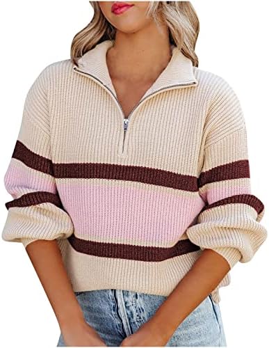 סוודר גדול של נשים חצי רוכסן סוודר טוניקה מפוסת צבע סוודרים סוודרים עליון סווטשירט סווטשירט חולצות חולצות טריקו