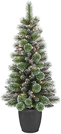 עץ חג המולד מלאכותי של Puleo International Pre Lit 4 'עץ נצנצים מלאכותי עם 70 אורות, ירוק