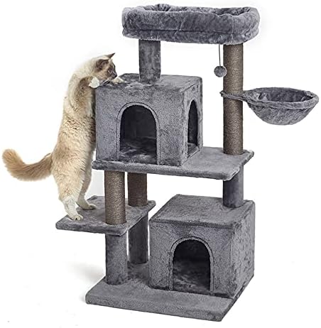 45 סנטימטרים רב-רמת חתול מגדל, חתול עץ, רב-רמת חתול דירה, עם ערסל & סיסל-מכוסה מגרד הודעות, 2 יוקרה דירות, עבור חתלתול, חיות מחמד, מקורה פעילות מרגיע