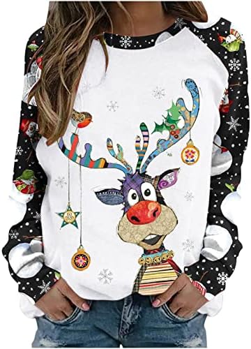 FQZWONG חולצות שרוול ארוך לחג המולד לנשים, אופנה 2022 טיז גרפי חמוד Y2K בגדים סווטשירט סווטשירט בתוספת צמרות בגודל
